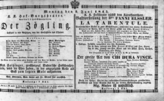 Theaterzettel (Oper und Burgtheater in Wien) 18450602 Seite: 1