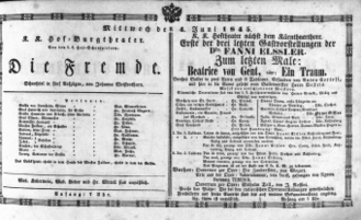 Theaterzettel (Oper und Burgtheater in Wien) 18450604 Seite: 1
