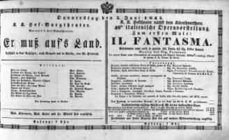 Theaterzettel (Oper und Burgtheater in Wien) 18450605 Seite: 1