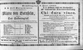 Theaterzettel (Oper und Burgtheater in Wien) 18450607 Seite: 1