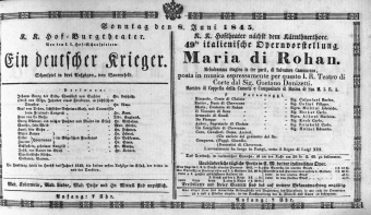 Theaterzettel (Oper und Burgtheater in Wien) 18450608 Seite: 1