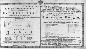 Theaterzettel (Oper und Burgtheater in Wien) 18450610 Seite: 1