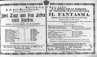 Theaterzettel (Oper und Burgtheater in Wien) 18450613 Seite: 1