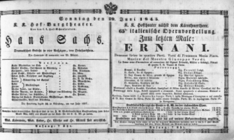 Theaterzettel (Oper und Burgtheater in Wien) 18450629 Seite: 1