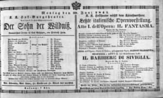 Theaterzettel (Oper und Burgtheater in Wien) 18450630 Seite: 1