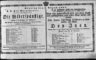 Theaterzettel (Oper und Burgtheater in Wien) 18450803 Seite: 1