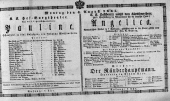 Theaterzettel (Oper und Burgtheater in Wien) 18450804 Seite: 1
