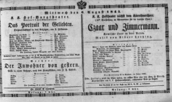 Theaterzettel (Oper und Burgtheater in Wien) 18450806 Seite: 1