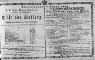 Theaterzettel (Oper und Burgtheater in Wien) 18450807 Seite: 1