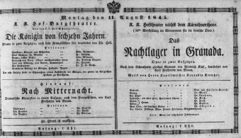Theaterzettel (Oper und Burgtheater in Wien) 18450811 Seite: 1