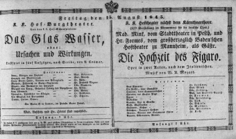 Theaterzettel (Oper und Burgtheater in Wien) 18450815 Seite: 1