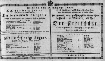 Theaterzettel (Oper und Burgtheater in Wien) 18450818 Seite: 1