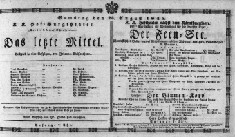 Theaterzettel (Oper und Burgtheater in Wien) 18450823 Seite: 1