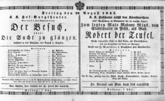 Theaterzettel (Oper und Burgtheater in Wien) 18450829 Seite: 1