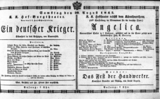 Theaterzettel (Oper und Burgtheater in Wien) 18450830 Seite: 1