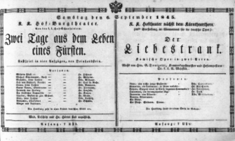 Theaterzettel (Oper und Burgtheater in Wien) 18450906 Seite: 1