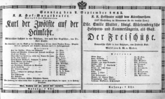 Theaterzettel (Oper und Burgtheater in Wien) 18450907 Seite: 1