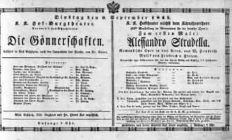 Theaterzettel (Oper und Burgtheater in Wien) 18450909 Seite: 1