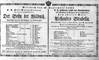 Theaterzettel (Oper und Burgtheater in Wien) 18450910 Seite: 1