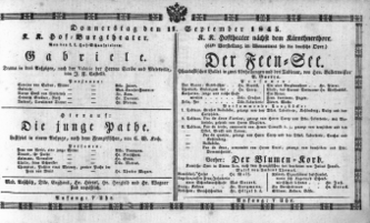 Theaterzettel (Oper und Burgtheater in Wien) 18450911 Seite: 1