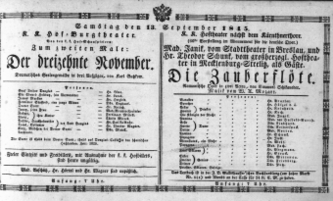 Theaterzettel (Oper und Burgtheater in Wien) 18450913 Seite: 1