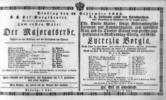 Theaterzettel (Oper und Burgtheater in Wien) 18450916 Seite: 1