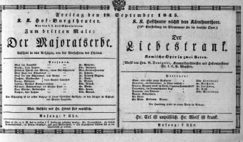 Theaterzettel (Oper und Burgtheater in Wien) 18450919 Seite: 1