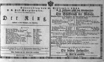 Theaterzettel (Oper und Burgtheater in Wien) 18450925 Seite: 1