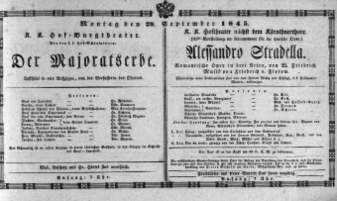 Theaterzettel (Oper und Burgtheater in Wien) 18450929 Seite: 1