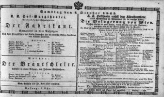 Theaterzettel (Oper und Burgtheater in Wien) 18451004 Seite: 1
