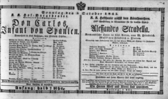 Theaterzettel (Oper und Burgtheater in Wien) 18451005 Seite: 1