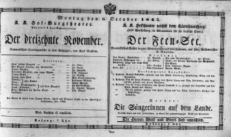 Theaterzettel (Oper und Burgtheater in Wien) 18451006 Seite: 1