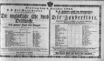 Theaterzettel (Oper und Burgtheater in Wien) 18451007 Seite: 1