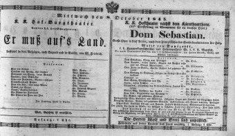 Theaterzettel (Oper und Burgtheater in Wien) 18451008 Seite: 1