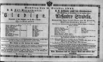 Theaterzettel (Oper und Burgtheater in Wien) 18451011 Seite: 1