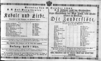 Theaterzettel (Oper und Burgtheater in Wien) 18451012 Seite: 1