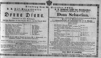 Theaterzettel (Oper und Burgtheater in Wien) 18451021 Seite: 1