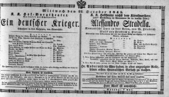 Theaterzettel (Oper und Burgtheater in Wien) 18451022 Seite: 1