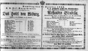 Theaterzettel (Oper und Burgtheater in Wien) 18451025 Seite: 1