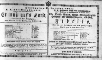 Theaterzettel (Oper und Burgtheater in Wien) 18451028 Seite: 1