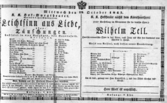 Theaterzettel (Oper und Burgtheater in Wien) 18451029 Seite: 1