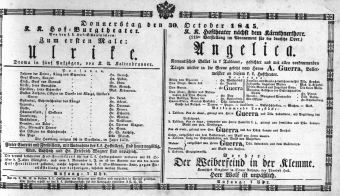 Theaterzettel (Oper und Burgtheater in Wien) 18451030 Seite: 1