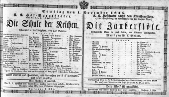 Theaterzettel (Oper und Burgtheater in Wien) 18451101 Seite: 1