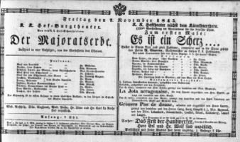 Theaterzettel (Oper und Burgtheater in Wien) 18451107 Seite: 1