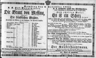 Theaterzettel (Oper und Burgtheater in Wien) 18451108 Seite: 1