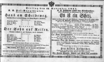 Theaterzettel (Oper und Burgtheater in Wien) 18451114 Seite: 1
