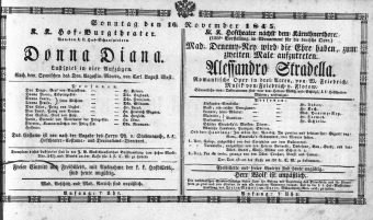 Theaterzettel (Oper und Burgtheater in Wien) 18451116 Seite: 1