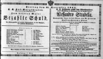 Theaterzettel (Oper und Burgtheater in Wien) 18451121 Seite: 1
