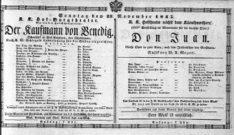Theaterzettel (Oper und Burgtheater in Wien) 18451123 Seite: 1