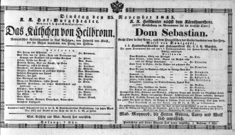 Theaterzettel (Oper und Burgtheater in Wien) 18451125 Seite: 1
